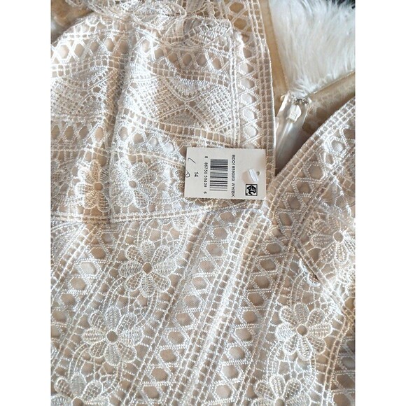 NWT TADASHI SHOJI Women's Sz 14 Black w/Ivory Lace Overlay Formal Dress Elegant! - Picture 10 of 13